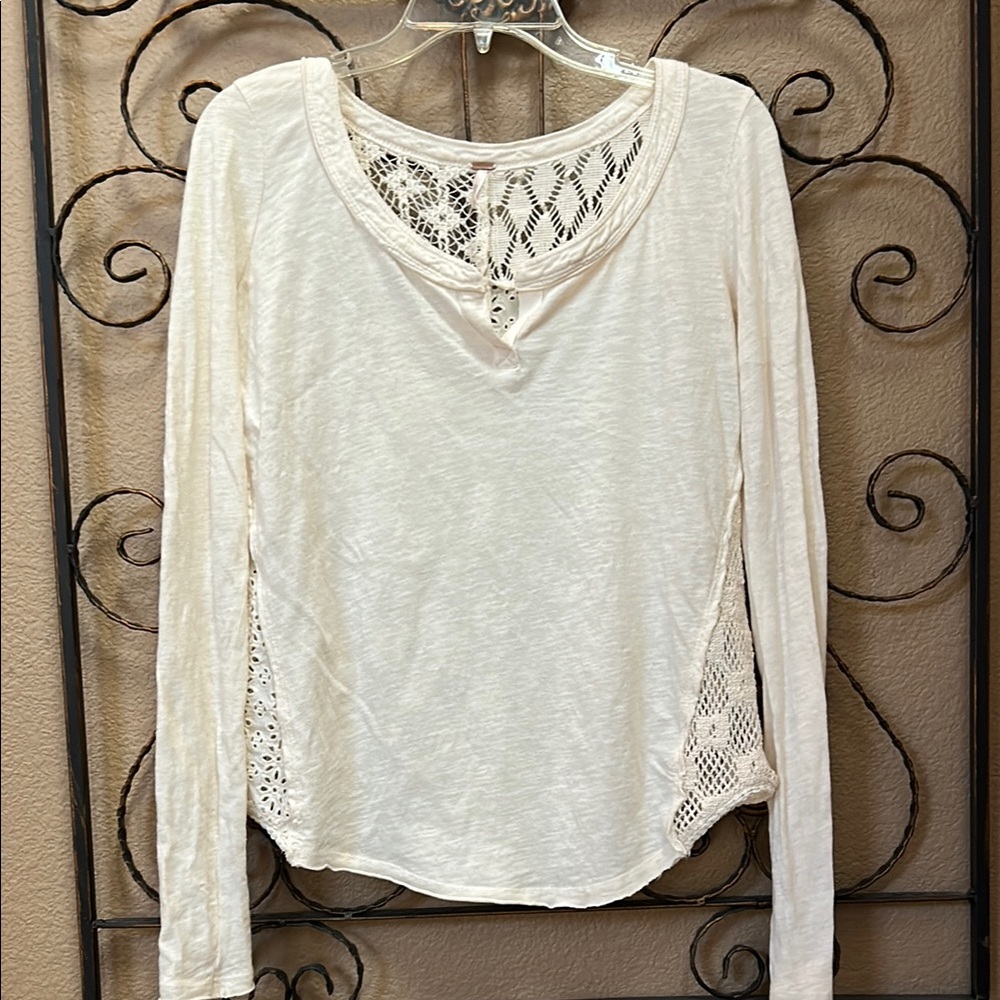 Free people  Cream Lace/crochet Detail Women's Top